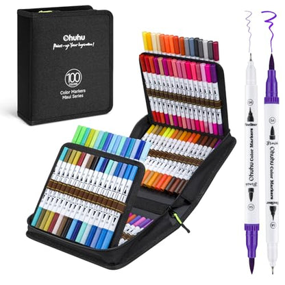 Adult Coloring Book Markers 100 Color Dual Tip Water (100 Count)