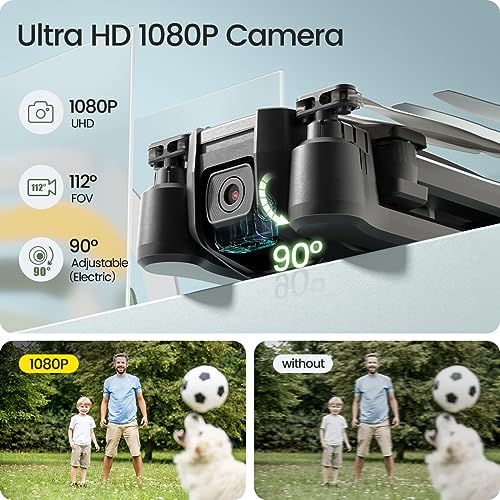 HS440 Foldable FPV Drone with 1080P WiFi Camera for Adult Beginners and Kids; Voice Gesture Control RC Quadcopter with Modular Battery for long flight time