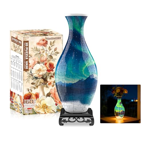 3D Puzzle Vase for Adults with 160 Plastic Pieces (160 Count)