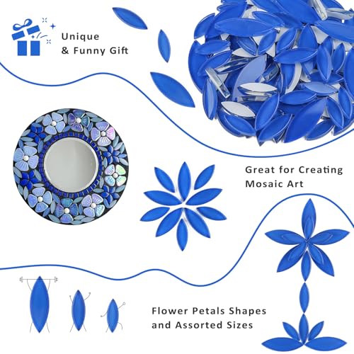 Blue Leaf Mosaic Tiles for Crafts