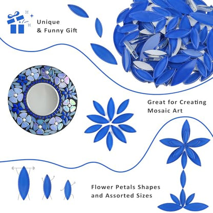 Blue Leaf Mosaic Tiles for Crafts