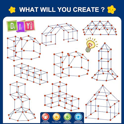 Fort Building Kit for Kids (200 Count)