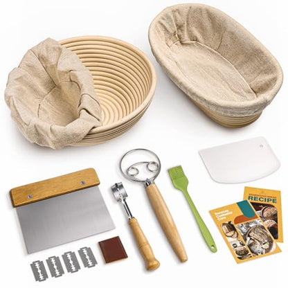 Sourdough Starter Kit with Banneton Bread Proofing Baskets (2 Count)