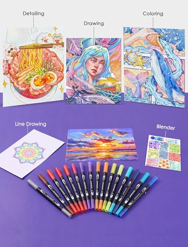36 Colors Dual Tip Watercolor Markers Pens for School Supplies (36 Count)
