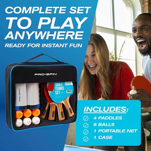 Portable Ping Pong Set with Retractable Ping Pong Net for Any Table