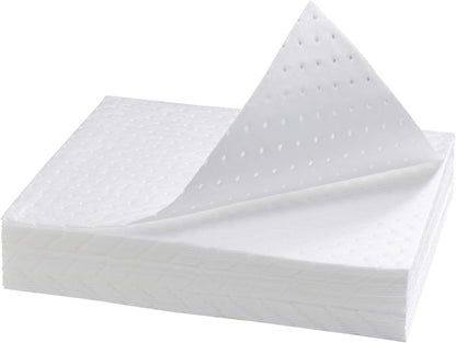Spill Absorbent Pads 15" x 20" Heavyweight Oil Absorbing Mats,White Absorbing Heavy Weight Oil-Only Absorbent Mat Pad (30PCS)