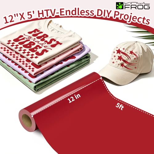 Red Heat Transfer Vinyl Roll 12" x5ft Matte HTV Vinyl (5 Foot)