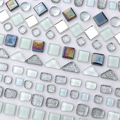 Assorted Silver White Irregular Crystal Mosaic Tiles (9 Ounce)