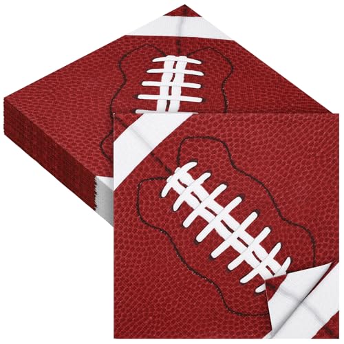 48 Pieces Football Paper Napkins Disposable Football Party Napkins Football Rugby Cocktail Dinner Napkins Set 13" x 13" Unfolded Football Tableware Napkins for Rugby Party Supplies (48 Count)