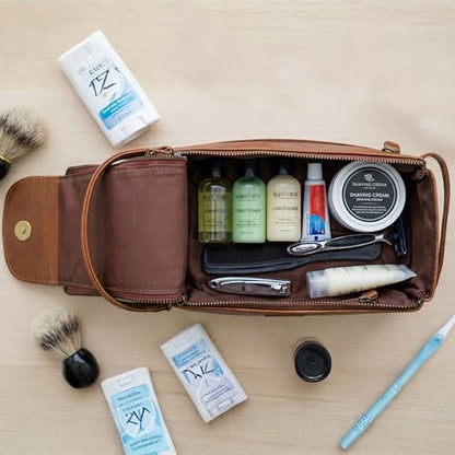 Full Grain Leather Toiletry Kit for Men & Women
