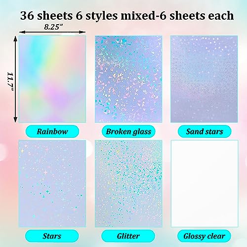 36 Sheets Holographic Sticker Paper Self (36 Count)