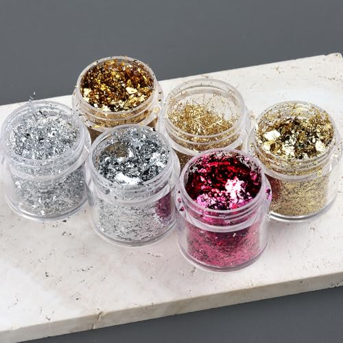 6 Bottles Holographic Nail Glitter Foils