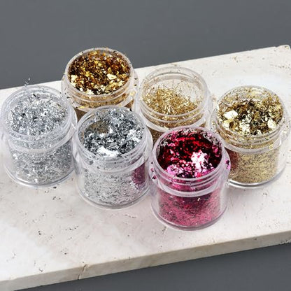 6 Bottles Holographic Nail Glitter Foils