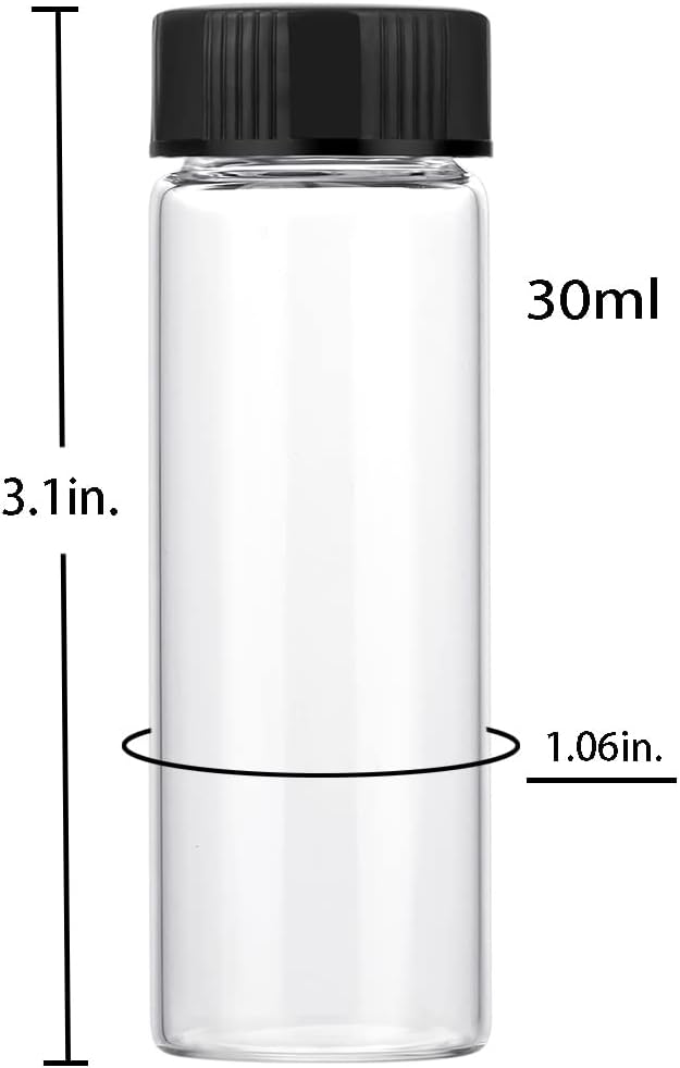 30ml Clear Small Glass Vials 30pcs with Screw Caps(30pcs)
