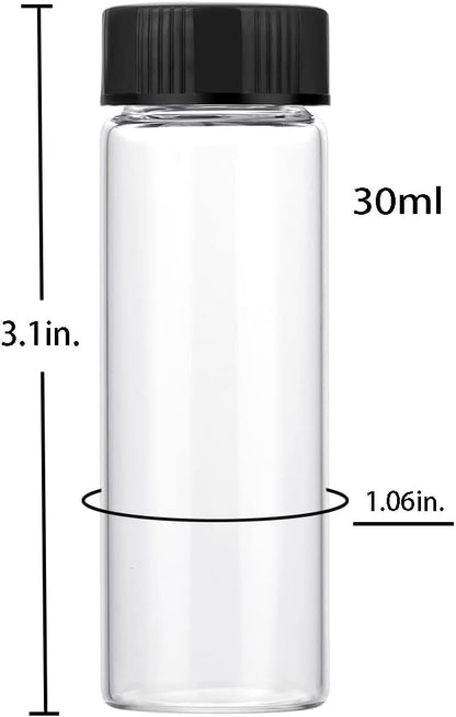 30ml Clear Small Glass Vials 30pcs with Screw Caps(30pcs)