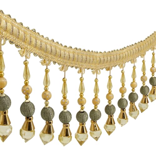 3yards Beading Fringe Trimming Long Beads Tassel Curtain Trim Ribbon Trim for Cover Edge Decorative