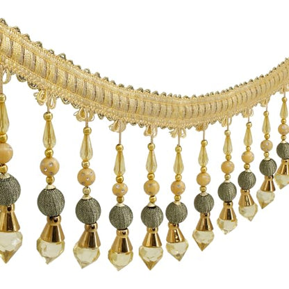 3yards Beading Fringe Trimming Long Beads Tassel Curtain Trim Ribbon Trim for Cover Edge Decorative