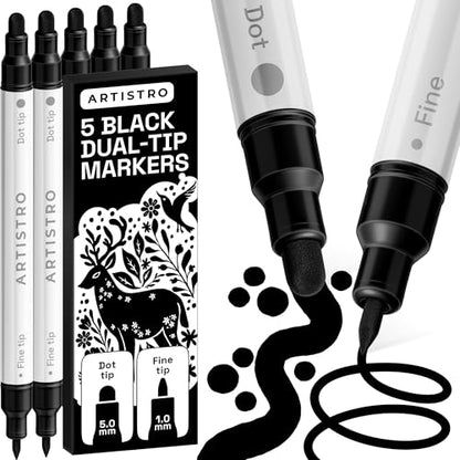 Black Dual Tip Acrylic Paint Marker Pens (5 Count)