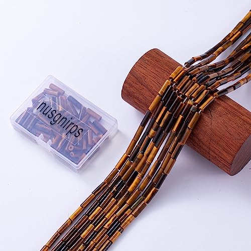 Natural Yellow Tiger Eye Cylinder Tube Beads 4x13mm 38cm (28 Count)