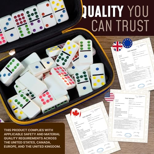 Double 9 Dominos Set for Adults and Kids with Colored Dots