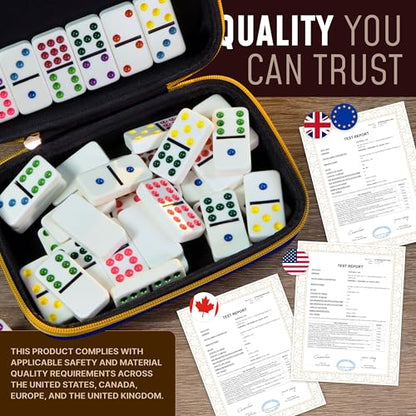 Double 9 Dominos Set for Adults and Kids with Colored Dots