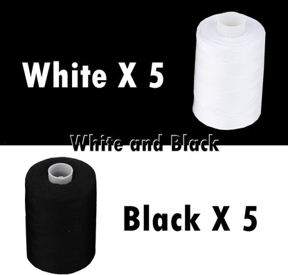 Simthread All Purpose Sewing Thread, 10 Spool (5 White+ 5 Black) 1000 Yards Each Bobbin Polyester Thread for Sewing, Handy Polyester Sewing Threads for Sewing Machine - (White and Black Series)