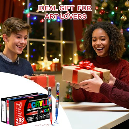 Acrylic Paint Markers for Coloring 288 Colors with 30% More Ink (288 Count)