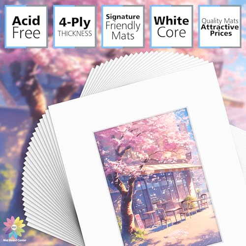 Mat Board Center 50 Pack 8x10 Picture Mat for 5x7 Photo White