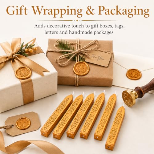 6 Pack Pattern Wick Sealing Wax Sticks for Wax Seal Stamp