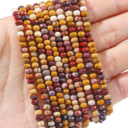 Natural Mookaite Jasper Beads 4x2mm 120pcs Faceted Rondelle Loose Semi Gemstone Beads for Jewelry Making Design (120 Count)