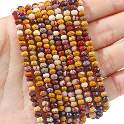 Natural Mookaite Jasper Beads 4x2mm 120pcs Faceted Rondelle Loose Semi Gemstone Beads for Jewelry Making Design (120 Count)