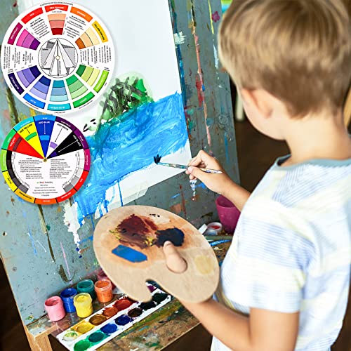 10 Pieces Color Paint Wheel Chart for Artist Kids Paint Mixing Learning Guide Art Class Teaching Tool Color Harmony Wheels for Makeup Blending Board Colorful Mixed Guide (10 Count)