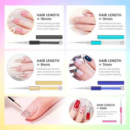 Gel Polishing Nail Liner Brush 5pcs Of Painting Art Nail Liner Brush Outline Beautiful Patterns