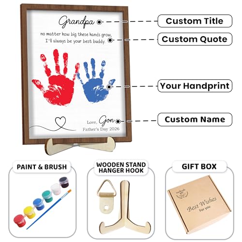 Personalized Handprint Wooden Sign for Mom Dad Grandma Nana