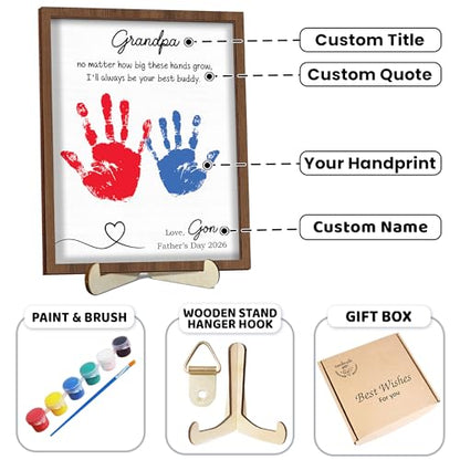 Personalized Handprint Wooden Sign for Mom Dad Grandma Nana