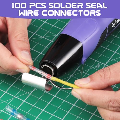Mini Heat Gun with 100PCS Solder Seal Connectors & 200PCS Shrink Tubing