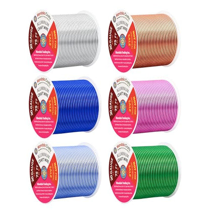 20 GA Pink Green Blue Assorted Anodized Aluminum Craft Wire (450 Foot)