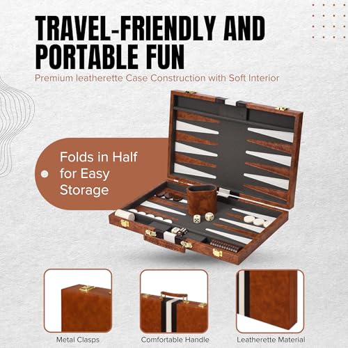 Premium Backgammon 15" Medium Brown