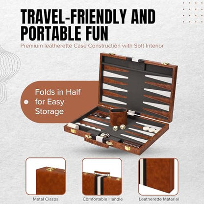Premium Backgammon 18" Large Brown