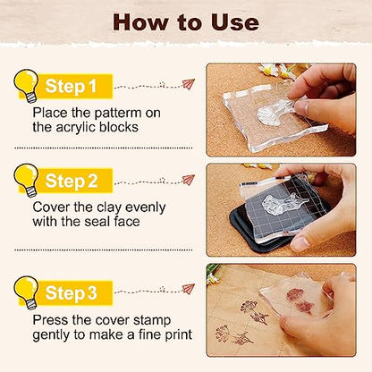 7Pcs Acrylic Stamp Blocks Set (7 Count)