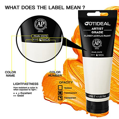 Metallic Acrylic Paint Pearl White Tubes (4.1 Fl Oz)