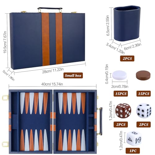 Backgammon Set 2 Players Classic Backgammon Sets for Adults Board Game with PU Leather Case Portable and Travel Backgammon Set