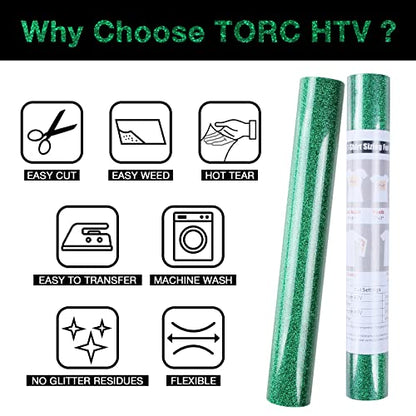 Green Glitter HTV Heat Transfer Vinyl Roll 12 inch x 10 ft Iron on Vinyl for T Shirts Crafts Christmas St. Patrick's Day Decor