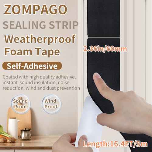 Single Sided Foam Weather Stripping Tape Black