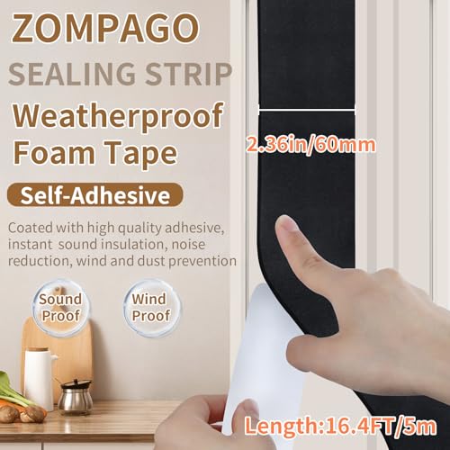 Single Sided Foam Weather Stripping Tape Black