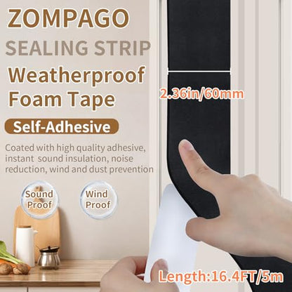 Single Sided Foam Weather Stripping Tape Black