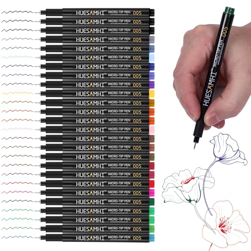 005 Micro Pen 23 Colors and 3 Black 0.20mm FineLiner Pens for Art Waterproof Ink Fine Tip Illustration Sketching (26 Count)