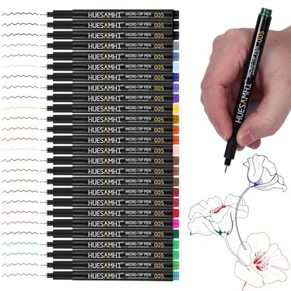 005 Micro Pen 23 Colors and 3 Black 0.20mm FineLiner Pens for Art Waterproof Ink Fine Tip Illustration Sketching (26 Count)