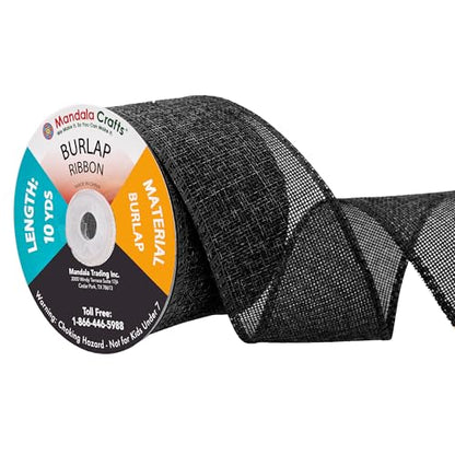 2 1 2 Inch Wide Black Burlap Ribbon for Crafts (60 Foot)