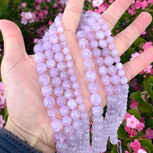 70pcs Adabele Natural Purple Lavender Jade Gemstone 10mm Round Beads (71 Count)